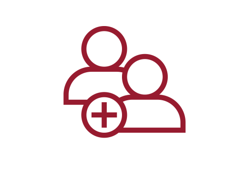 Graphic of two people with a plus sign in between them